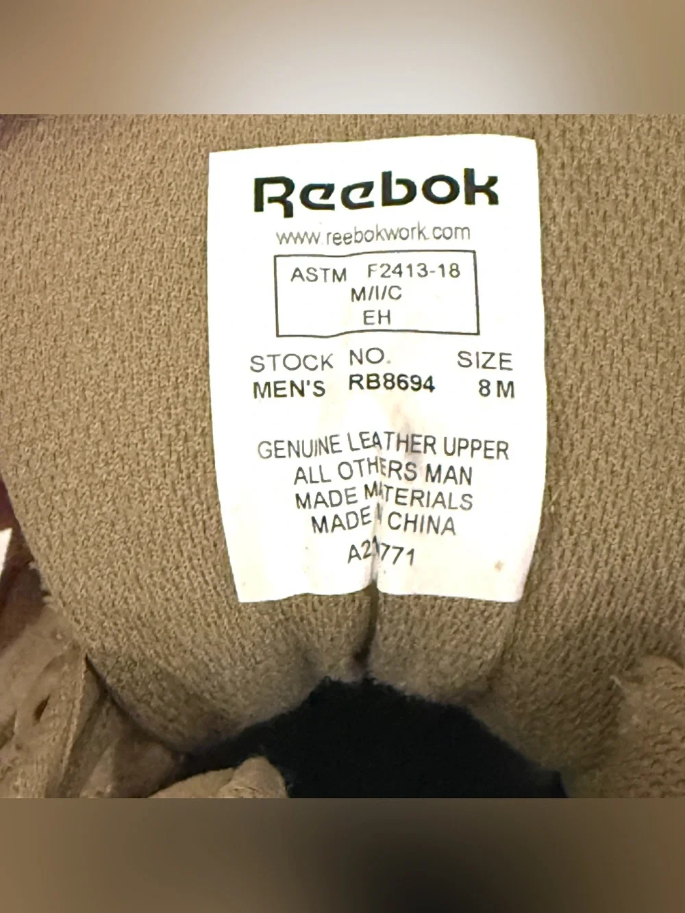 Reebok Rapid Response RB8694 Men’s 8M Desert Tan Composite Toe Tactical Boots